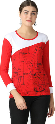 CLOFLIX Printed Women Round Neck Red T-Shirt