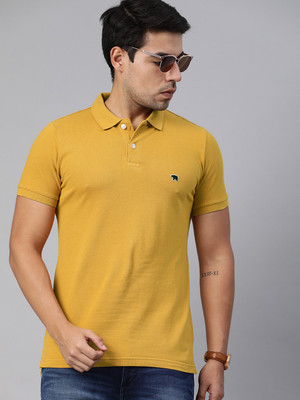 THE BEAR HOUSE Solid Men Polo Neck Yellow T-Shirt