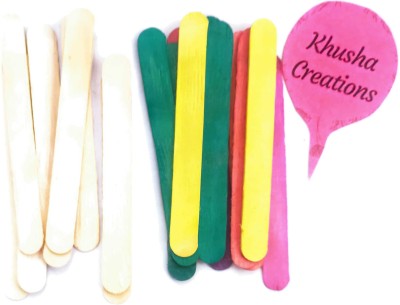 KHUSHA CREATIONS Colored And Natural Wooden Ice Cream Sticks for School Projects , Decorations , DIY projects (Pack of 100, width 2 cm)
