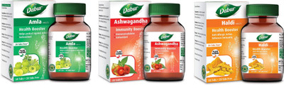 Dabur Ashwagandha ,Amla and Haldi Tablets for Immunity ,Skin and Eyes(Pack of 3, 240)