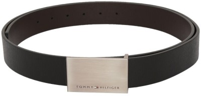 TOMMY HILFIGER Men & Women Formal Black Genuine Leather Reversible Belt