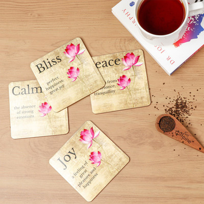 DULI Square Reversible Medium Density Fibreboard Coaster(Pack of 4)
