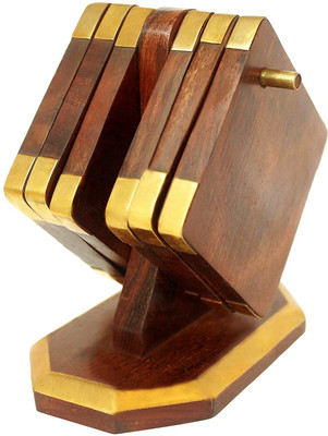 ARTANDCRAFTINDIA Square Reversible Wood Coaster Set(Pack of 6)