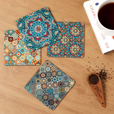 DULI Square Medium Density Fibreboard Coaster(Pack of 4)
