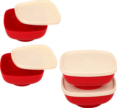 TUPPERWARE Plastic Grocery Container  - 200 ml(Pack of 4, Maroon, White)