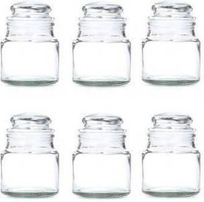 tyche enterprise Glass Grocery Container  - 100 ml(Pack of 6, Clear)