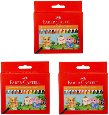 FABER-CASTELL 24 Jumbo Wax Crayons (90mm) set of 3(Multicolor)