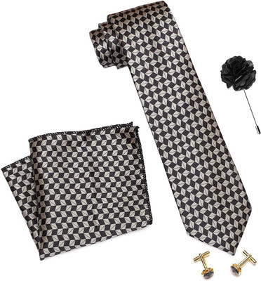 AXLON Satin Tie & Cufflink(Grey, Black)