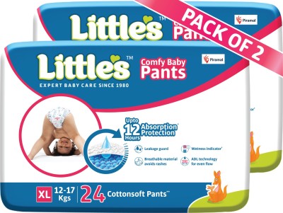 Little's Comfy Baby Pants Diapers with Wetness Indicator and 12 hours Absorption | Extra Large - XL  (48 Pieces)