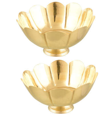 Magic's Max Brass (Pack of 2) Table Diya Set(Height: 5 inch)