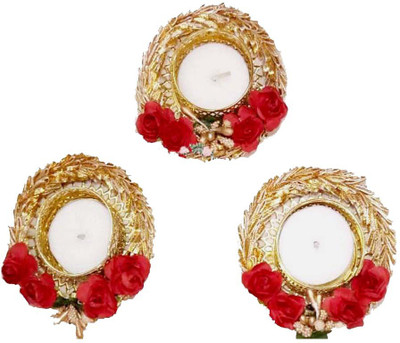 Pridetrend Brass (Pack of 3) Table Diya Set(Height: 3.5 inch)