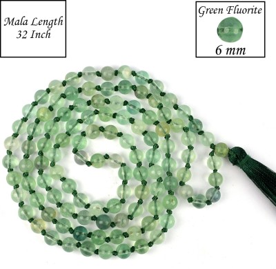 REIKI CRYSTAL PRODUCTS Natural Crystal Mala Green Fluorite Mala Stone Mala Crystal Necklace Jap Mala 6 mm 108 Beads Mala Fashion Jewelry For Reiki Healing Crystal Healing 32 inch Approx For Reiki Healing And Protection Crystal Crystal Necklace