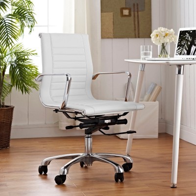 Finch Fox Low Back PU Leather Executive Office Chair in (White) Leather Office Executive Chair(White, DIY(Do-It-Yourself))
