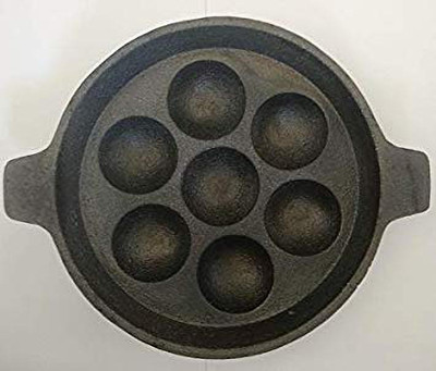 saibalaji Enterprises 7 cavity cast iron appam patra Paniarakkal 9 L capacity 22 cm diameter(Cast Iron)