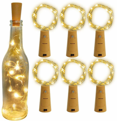 FStyler 20 LEDs 1.98 m Gold Steady String Rice Lights(Pack of 6)