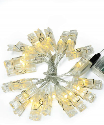 WunderVoX 16 LEDs 2.78 m White Steady Clip Rice Lights(Pack of 1)