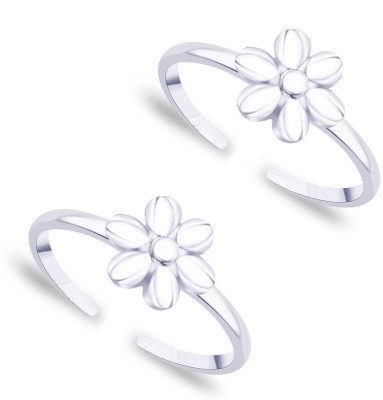 Rinayra Jewels Comely Flower Silver Toe Ring- TR433 Sterling Silver Toe Ring Set