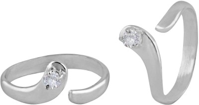 Rinayra Jewels Open Zircon Silver Toe Rings-TR364 Sterling Silver Cubic Zirconia Toe Ring Set