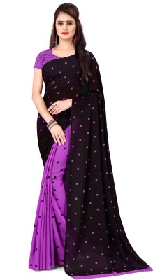 Anand Printed, Polka Print Daily Wear Georgette Saree(Black)