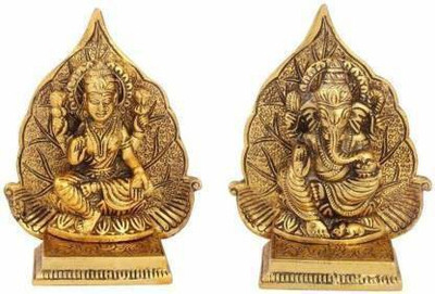 Jaipuri Craft Metal Lakshmi Ganesh antique showpiece for pooja for Home Decor and Gift Purpose Decorative Showpiece - (Brass, Gold) Decorative Showpiece  -  14 cm(Metal, Gold)