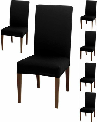 DECORIAN Polycotton 1 Seater Chair Plain Cover(Pack of 6 Black)