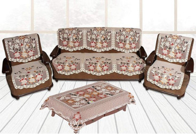 AR EXCLUSIVE Cotton 3 Seater Sofa Floral Cover(Pack of 7 Brown)