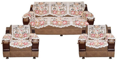 AR EXCLUSIVE Polyester 3+1+1 Seater Sofa Floral Cover(Pack of 12 BROWN)