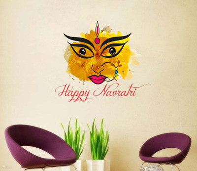 STICKER STUDIO 48 cm Happy Navratri Reusable Sticker(Pack of 1)