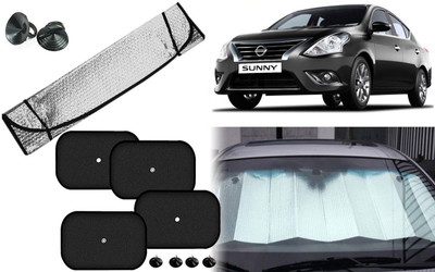 Auto Kite Dashboard, Rear Window, Side Window Sun Shade For Nissan Sunny(Silver, Black)