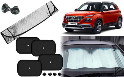 Auto Kite Dashboard, Rear Window, Side Window Sun Shade For Hyundai Verna(Silver, Black)