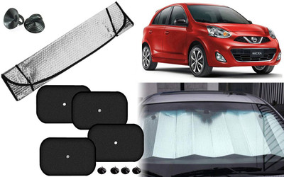 Auto Kite Dashboard, Rear Window, Side Window Sun Shade For Nissan Micra(Silver, Black)