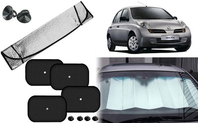 Auto Kite Dashboard, Rear Window, Side Window Sun Shade For Nissan Micra(Silver, Black)