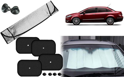 Auto Kite Dashboard, Rear Window, Side Window Sun Shade For Fiat Linea(Silver, Black)