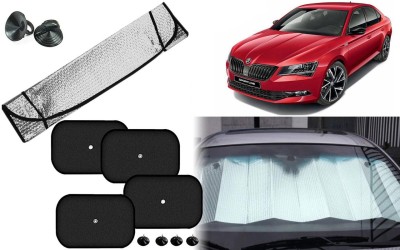 Auto Kite Dashboard, Rear Window, Side Window Sun Shade For Skoda Superb(Silver, Black)