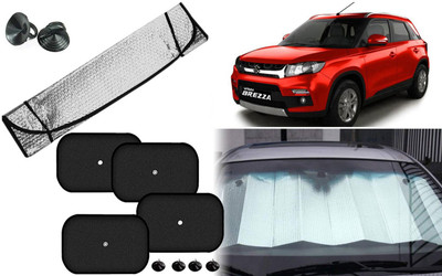 Auto Kite Dashboard, Rear Window, Side Window Sun Shade For Maruti Suzuki Vitara Brezza(Silver, Black)
