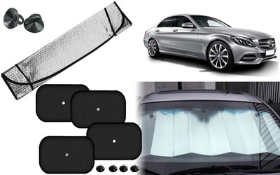 Auto Kite Dashboard, Rear Window, Side Window Sun Shade For Mercedes Benz C200(Silver, Black)
