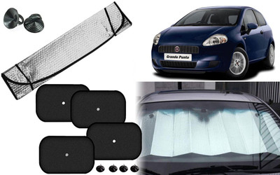 Auto Kite Dashboard, Rear Window, Side Window Sun Shade For Fiat Grand Punto(Silver, Black)