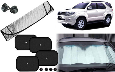 Auto Kite Dashboard, Rear Window, Side Window Sun Shade For Toyota Fortuner Old(Silver, Black)