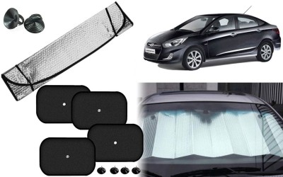 Auto Kite Dashboard, Rear Window, Side Window Sun Shade For Hyundai Verna Fluidic(Silver, Black)