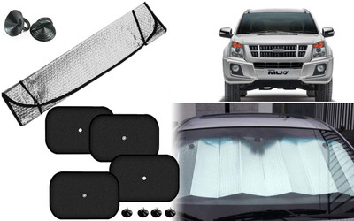 Auto Kite Dashboard, Rear Window, Side Window Sun Shade For Isuzu MU-7 -2014(Silver, Black)