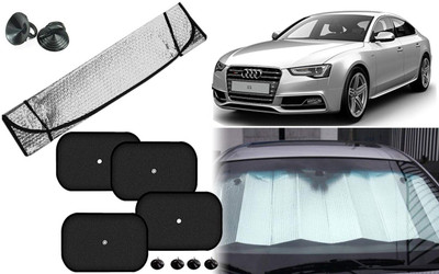 Auto Kite Dashboard, Rear Window, Side Window Sun Shade For Audi S5(Silver, Black)
