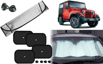 Auto Kite Dashboard, Rear Window, Side Window Sun Shade For Mahindra Thar(Silver, Black)