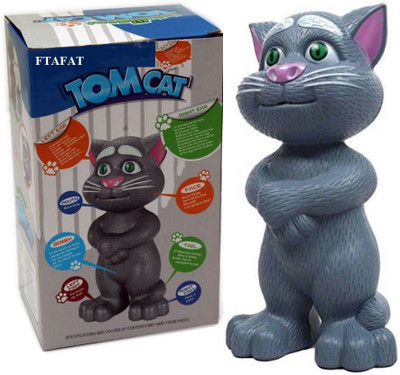 Tenmar Intelligent Talking Cat With Touch Recording Story Rhymes , Funny sound when touch at different body part(Grey)