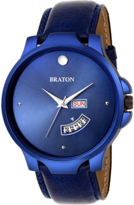 BRATON BT1965SL04 New Generation Blue Dial Blue Genuine Leather Strap Day & Date Working Wrist Analog Watch  - For Men