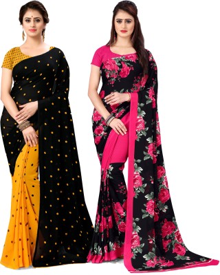 Anand Polka Print Daily Wear Georgette Saree(Pack of 2, Multicolor)