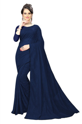 SAREEYA16 Striped Bollywood Net, Jacquard Saree(Dark Blue)