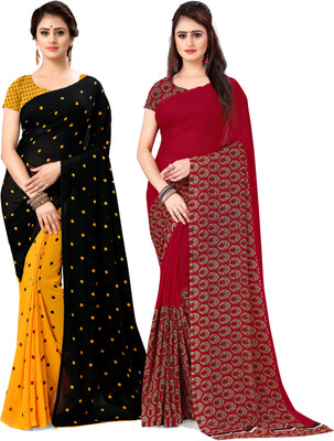 ANAND Polka Print Daily Wear Georgette Saree(Pack of 2, Multicolor)