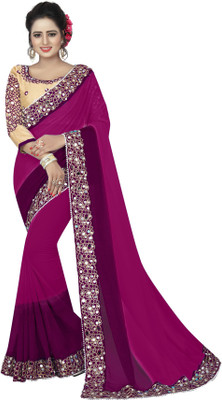 jashvicreation Embroidered Bollywood Georgette Saree(Purple)