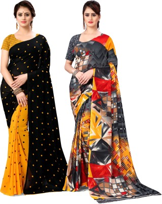 kashvi sarees Polka Print Daily Wear Georgette Saree(Pack of 2, Multicolor)