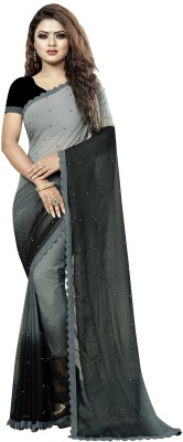 fashion Day Self Design, Solid/Plain Bollywood Georgette Saree(Black, Grey)